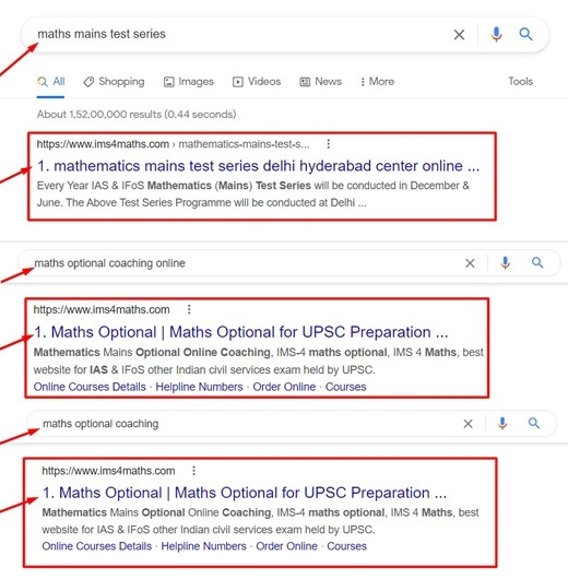 Maths Mains Test Series Website SEO Ranking for IMS4Maths