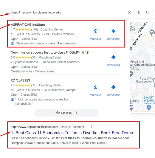 11th Coaching SEO Service Work Result for Aspiration Institute