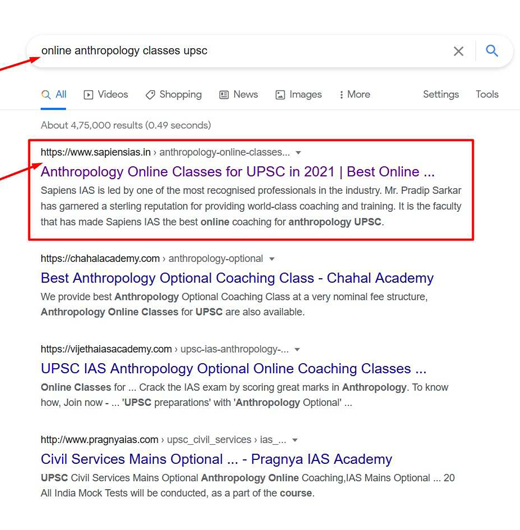 Digital Marketing For Best Coaching For Anthropology In Delhi Work Result For Sapiens IAS