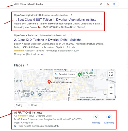 Digital Marketing For Coaching Classes Work Result for Aspiration Institute