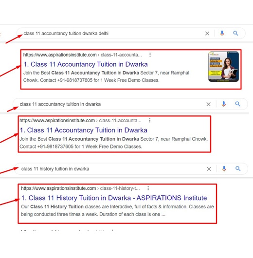 Digital Marketing For Coaching Institute Work Result for Aspiration Institute